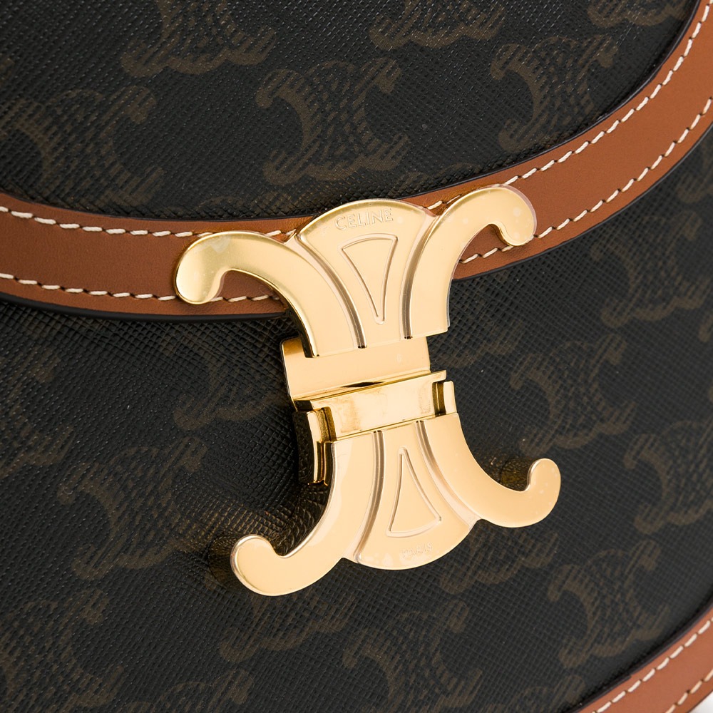 【CELINE 思琳】CELINE TEEN BESACE老花斜背包 (棕老花) __DVSHOP 保證正貨 台灣現貨不-細節圖5