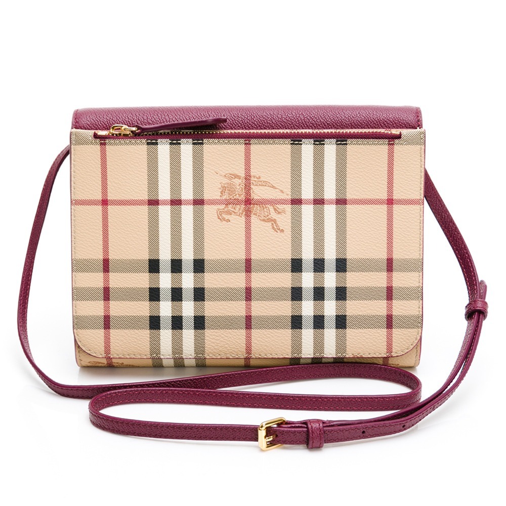 BURBERRY 巴寶莉 全皮革翻蓋斜背包後拉鍊__DVSHOP 保證正貨 台灣現貨不用等-細節圖3