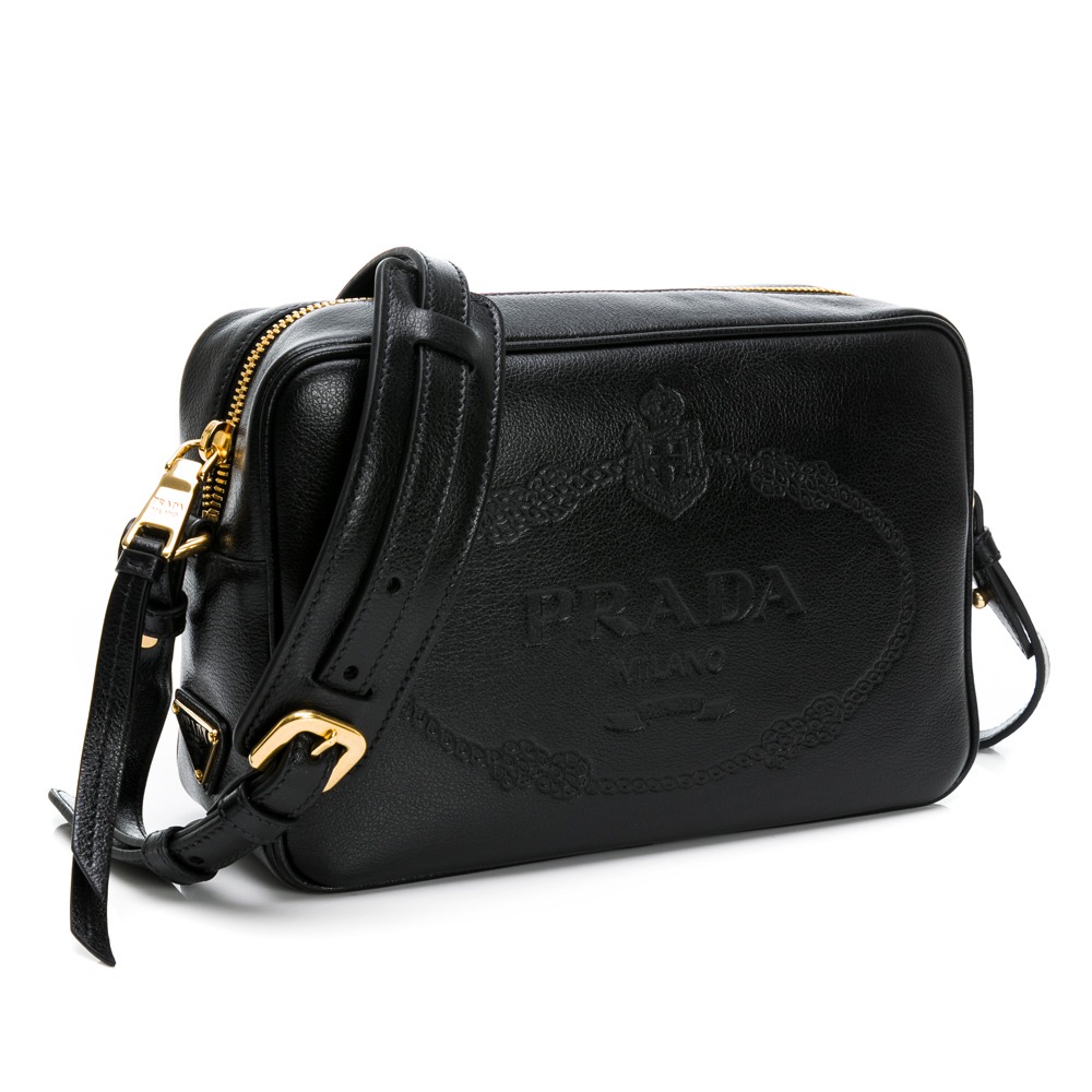 【PRADA 普拉達】PRADA  壓紋字母方包 (黑)  __DVSHOP 保證正貨 台灣現貨不用等-細節圖2