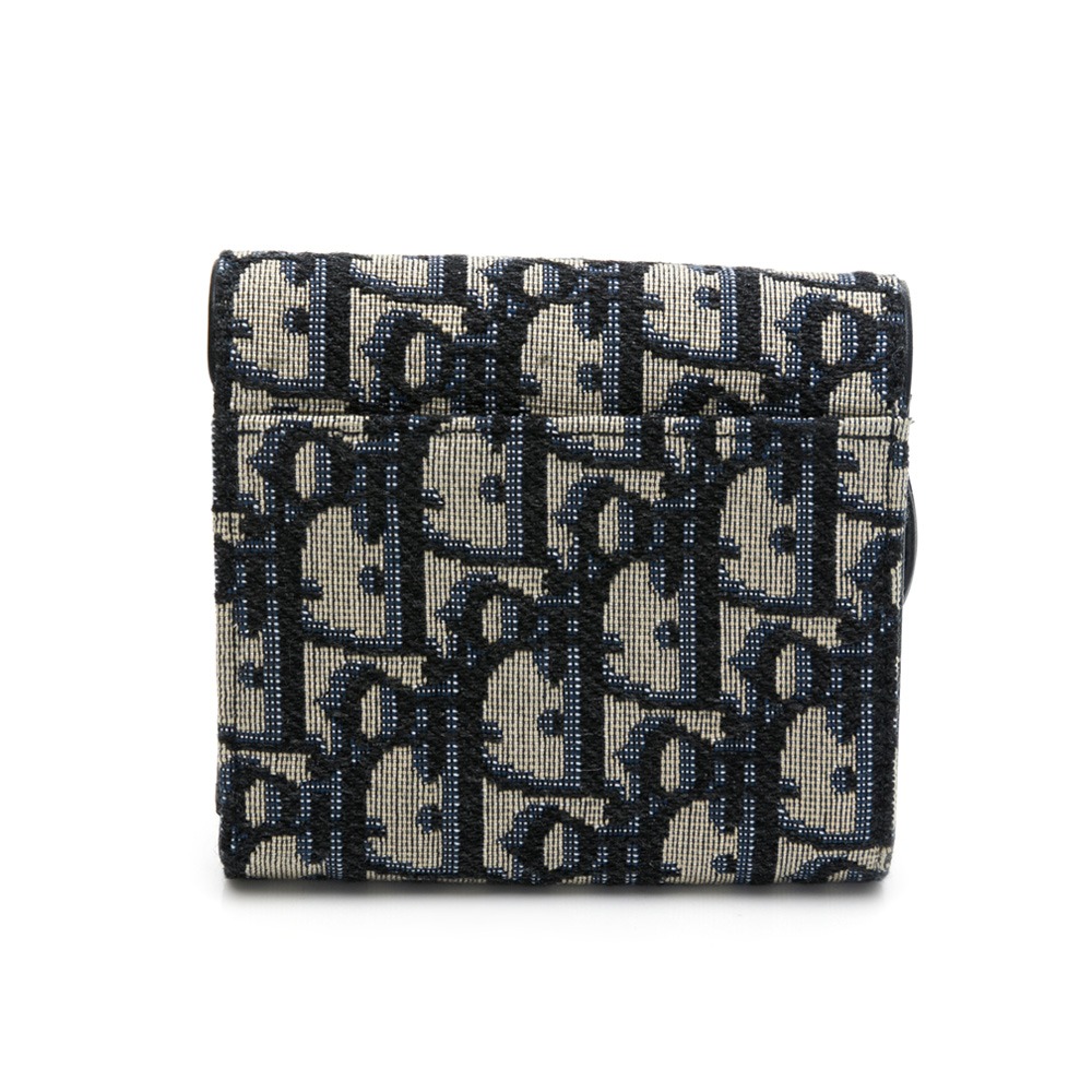 【DIOR 迪奧】DIOR  SADDLE LOTUS 馬鞍三折短夾 (深藍) __DVSHOP 保證正貨台灣現貨不用等-細節圖3