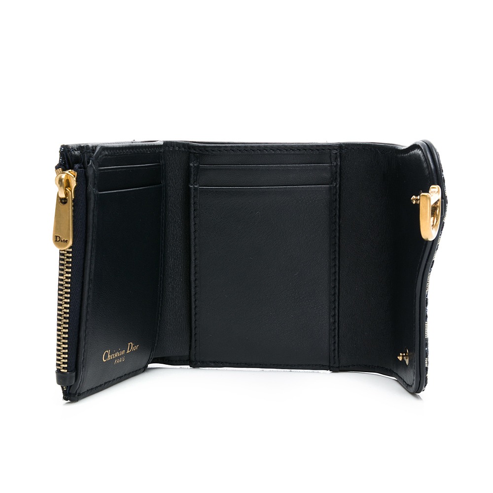 【DIOR 迪奧】DIOR  SADDLE LOTUS 馬鞍三折短夾 (深藍) __DVSHOP 保證正貨台灣現貨不用等-細節圖4