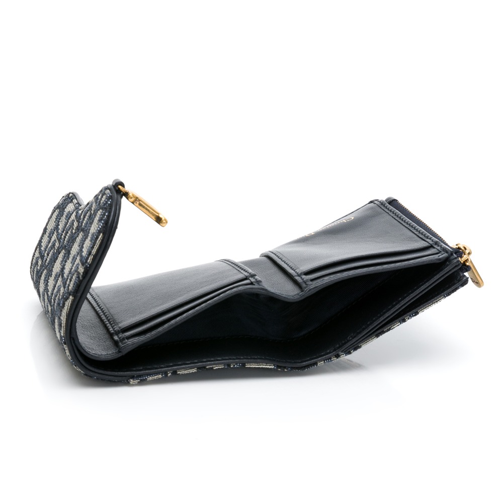 【DIOR 迪奧】DIOR  SADDLE LOTUS 馬鞍三折短夾 (深藍) __DVSHOP 保證正貨台灣現貨不用等-細節圖5