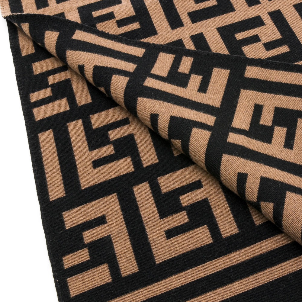 【FENDI 芬迪】 FENDI 拼色羊毛和真絲圍巾老花披肩/圍巾 (棕) __DVSHOP 保證正貨 台灣現貨不用等-細節圖5