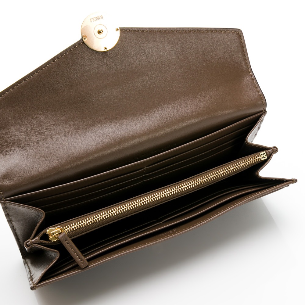 【FENDI 芬迪】 FENDI 老花翻釦長夾 (棕)  __DVSHOP 保證正貨 台灣現貨不用等-細節圖4