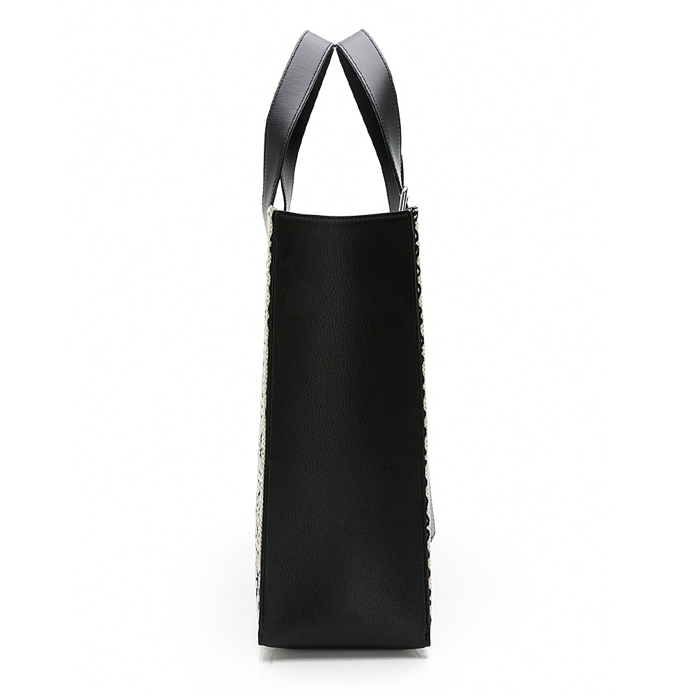 【LOEWE 羅威】 LOEWE ANAGRAM帆布牛皮 方形手提包 (黑白)  __DVSHOP保證正貨台灣現貨不用等-細節圖2