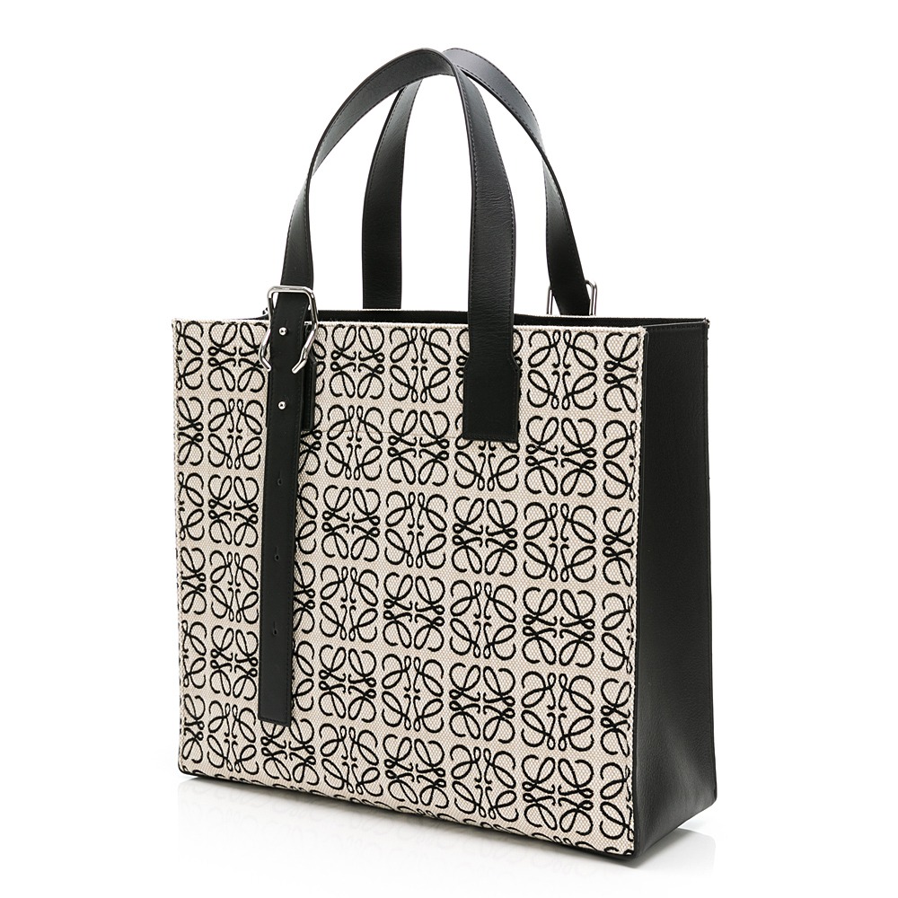 【LOEWE 羅威】 LOEWE ANAGRAM帆布牛皮 方形手提包 (黑白)  __DVSHOP保證正貨台灣現貨不用等-細節圖3