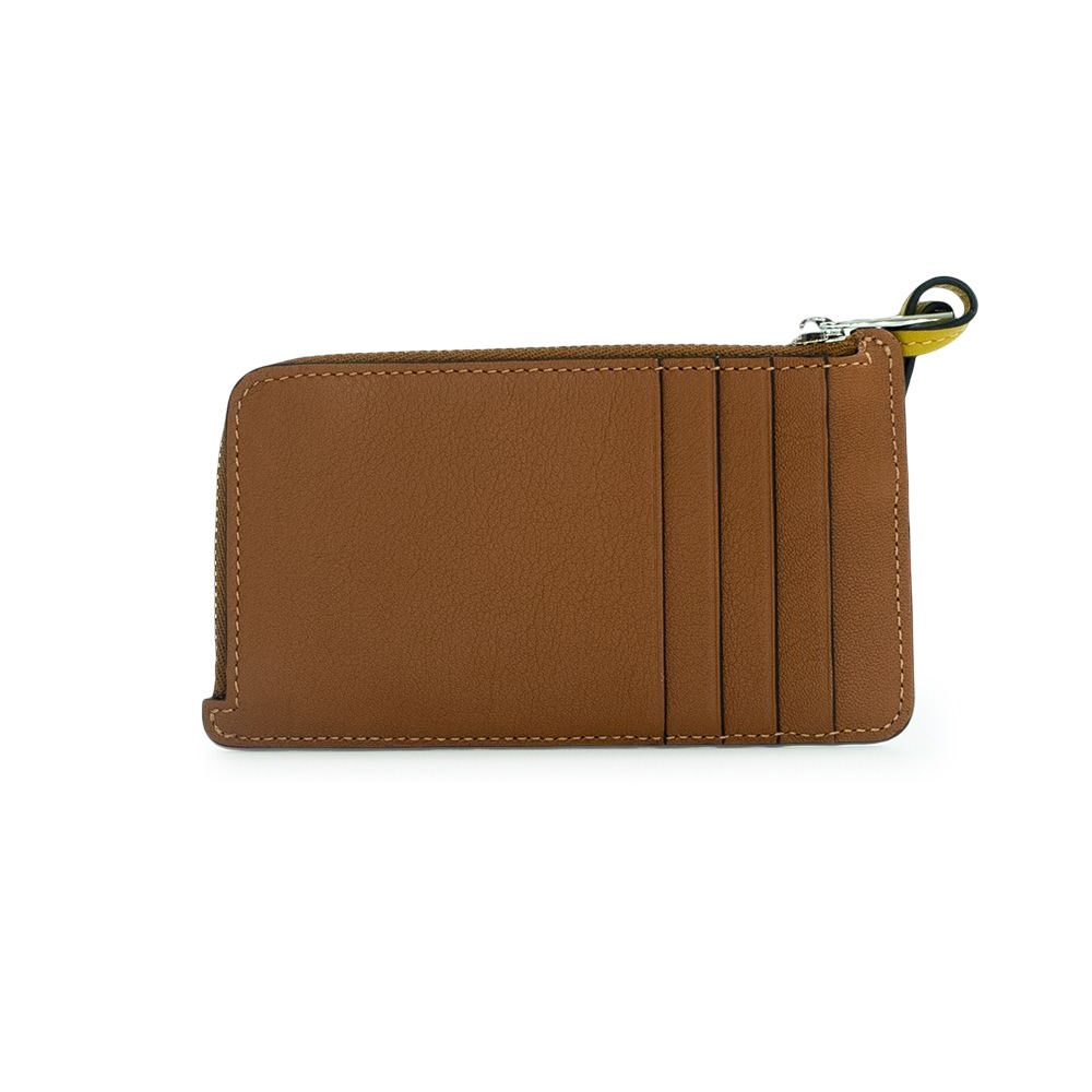 【LOEWE 羅威】 LOEWE 經典小牛皮雷射切割 Anagram卡包 (外棕/內裡黃)  __DVSHOP 保證正貨-細節圖2