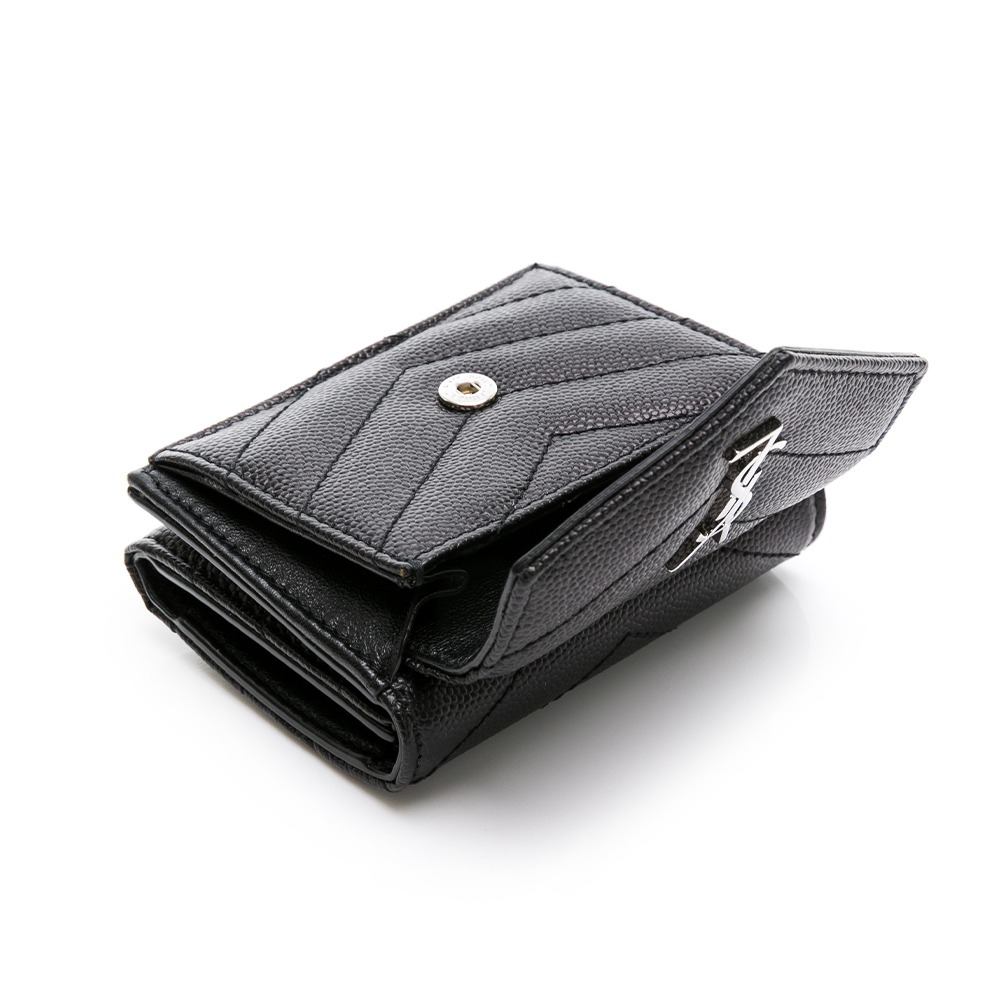 【YSL 聖羅蘭】 YSL 迷你信封三折短夾 (黑銀)  __DVSHOP 保證正貨 台灣現貨不用等-細節圖4