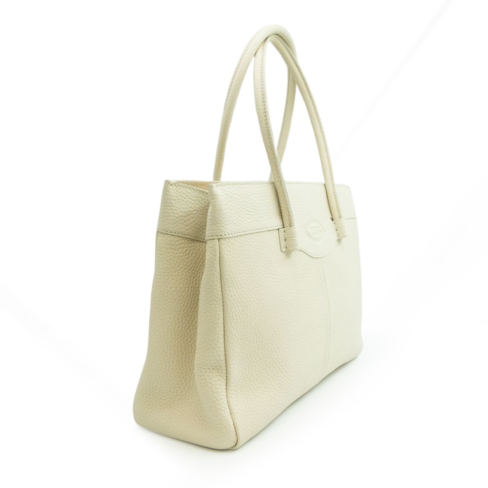 【TODS】 TODS 經典品牌LOGO小牛皮肩背/手提托特包 (乳白)  __DVSHOP 保證正貨 台灣現貨不用等-細節圖3