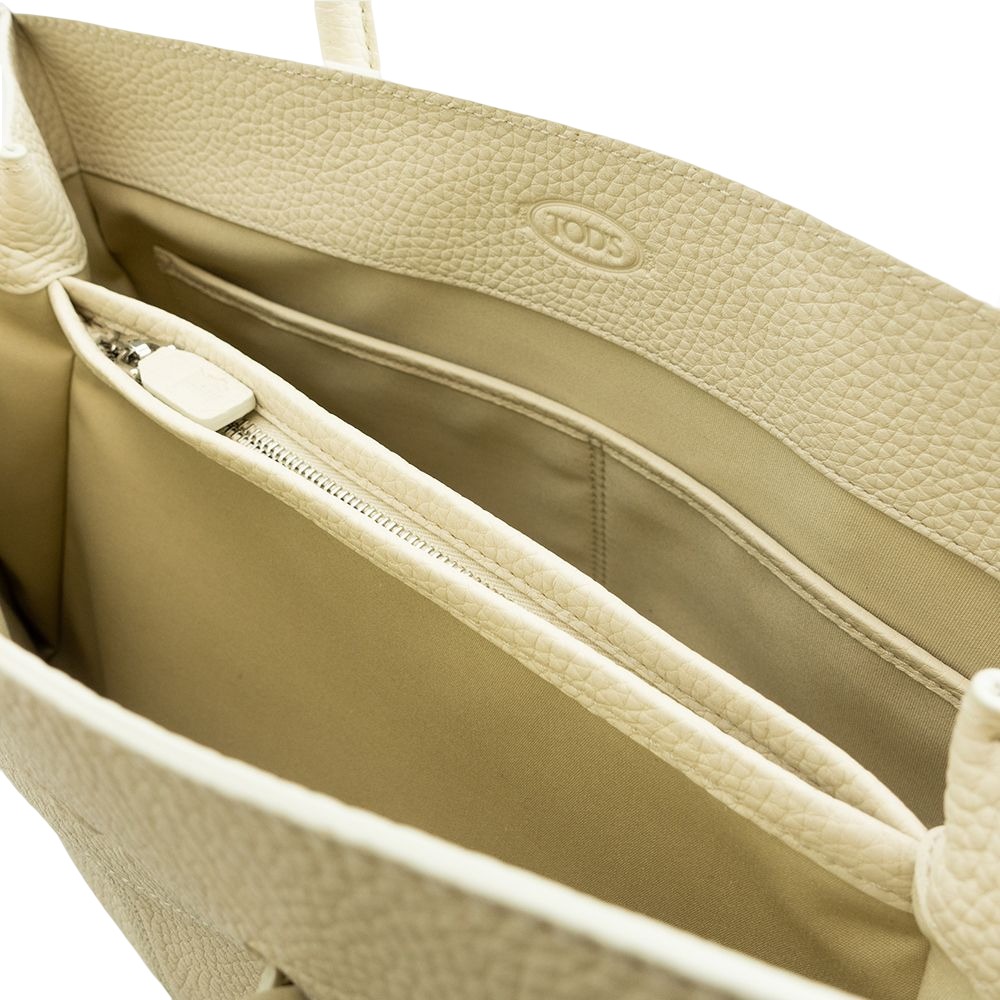 【TODS】 TODS 經典品牌LOGO小牛皮肩背/手提托特包 (乳白)  __DVSHOP 保證正貨 台灣現貨不用等-細節圖6