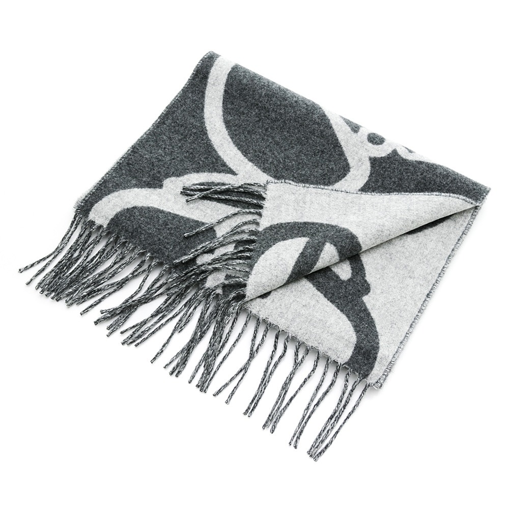 【HERMES 愛馬仕】 HERMES 線條馬圖形圍巾 (深灰)  __DVSHOP 保證正貨 台灣現貨不用等-細節圖2