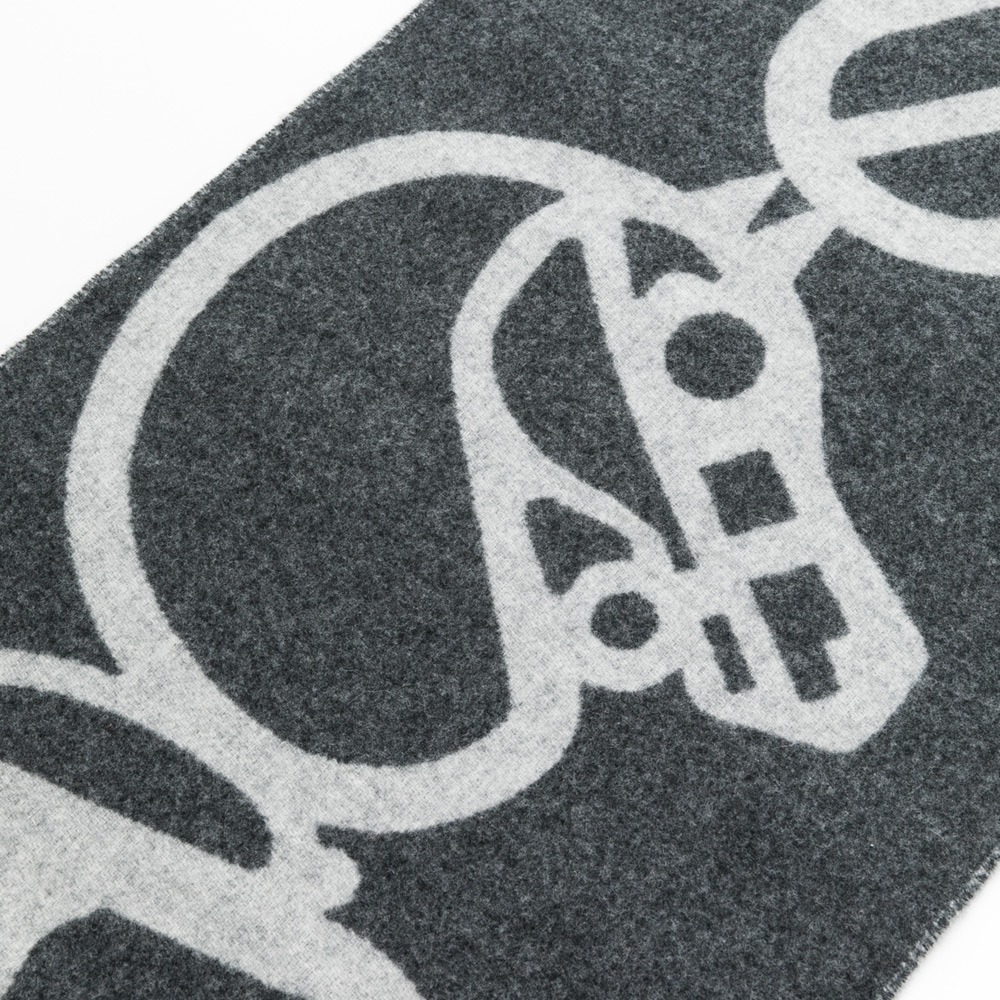 【HERMES 愛馬仕】 HERMES 線條馬圖形圍巾 (深灰)  __DVSHOP 保證正貨 台灣現貨不用等-細節圖5