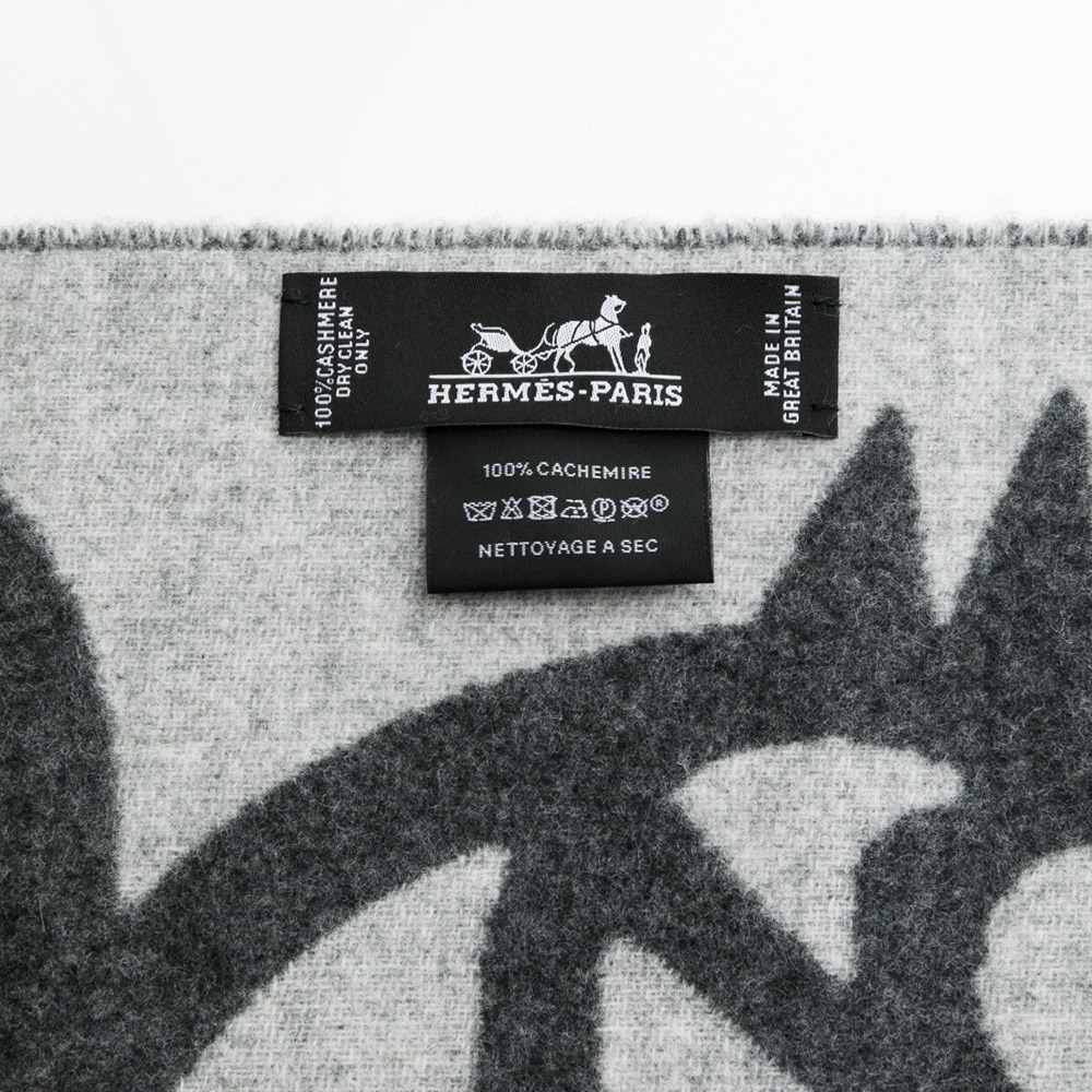 【HERMES 愛馬仕】 HERMES 線條馬圖形圍巾 (深灰)  __DVSHOP 保證正貨 台灣現貨不用等-細節圖6
