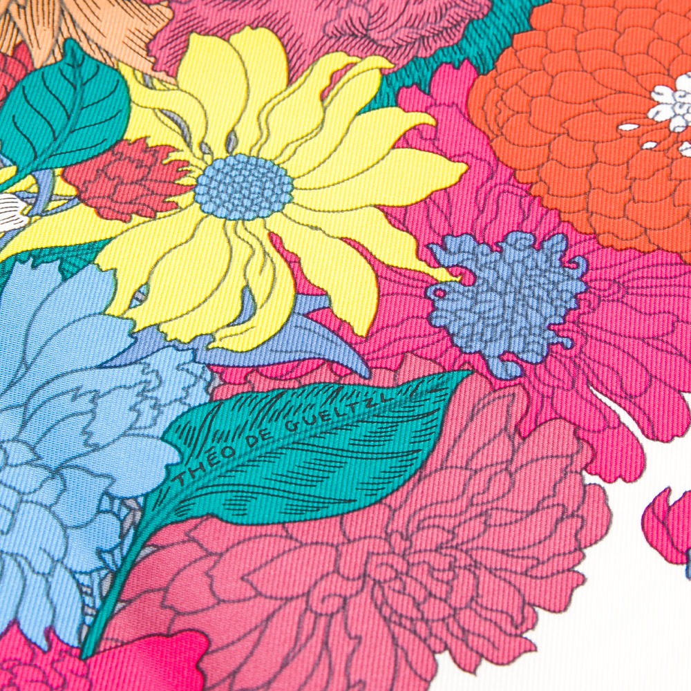 【HERMES 愛馬仕】 HERMES 輕揚花衣方巾 (白)  __DVSHOP 保證正貨 台灣現貨不用等-細節圖5