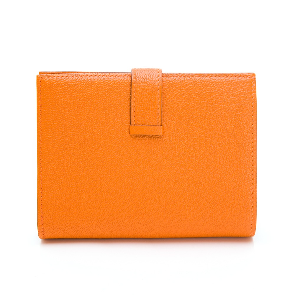 HERMES 愛馬仕】 HERMES Bearn Compact wallet 經典H穿釦防刮中夾(橘