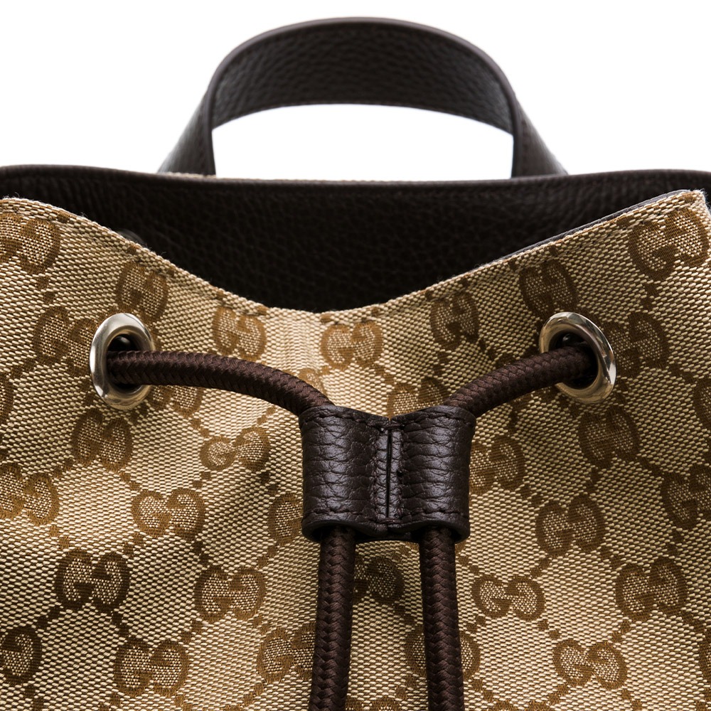 【GUCCI 古馳】 GUCCI 老花束口水桶 後背包 (咖)  __DVSHOP 保證正貨 台灣現貨不用等-細節圖5
