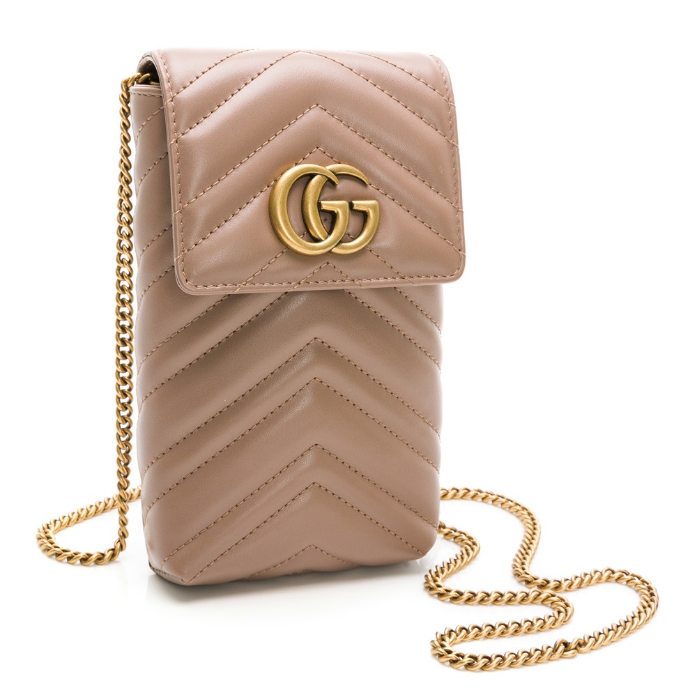 【GUCCI 古馳】 GUCCI 馬夢皮革手機包 (裸粉)  __DVSHOP 保證正貨 台灣現貨不用等-細節圖2