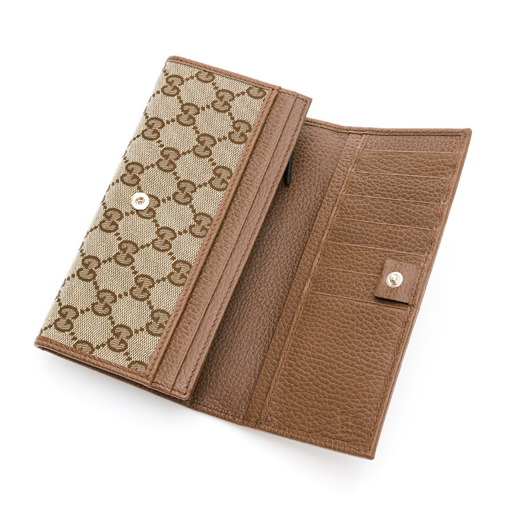 【GUCCI 古馳】 GUCCI 淺花翻釦長夾 (咖)  __DVSHOP 保證正貨 台灣現貨不用等-細節圖4