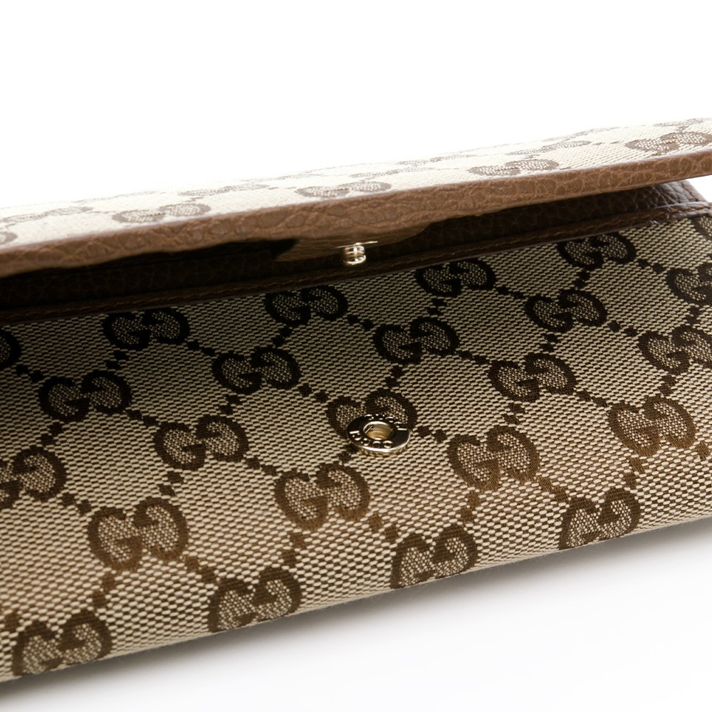 【GUCCI 古馳】 GUCCI 淺花翻釦長夾 (咖)  __DVSHOP 保證正貨 台灣現貨不用等-細節圖6