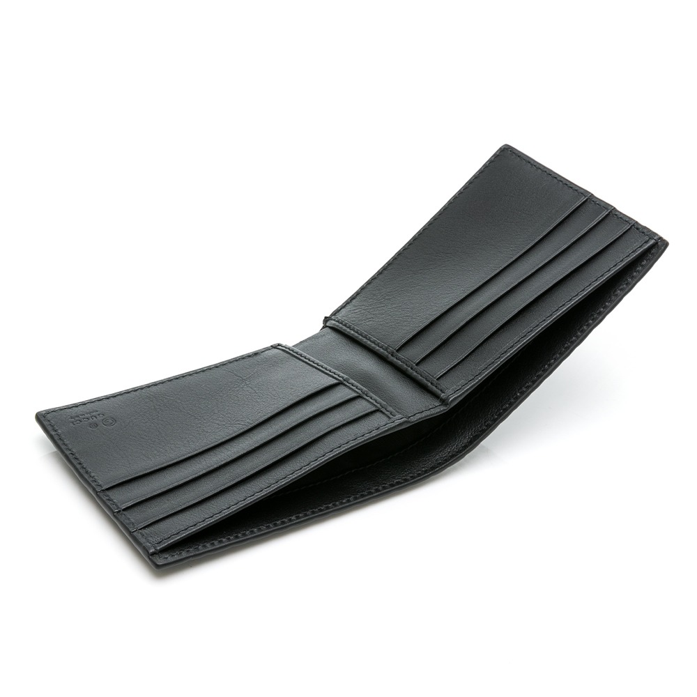 【GUCCI 古馳】 GUCCI 對開短夾 黑壓紋 無LOGO  __DVSHOP 保證正貨 台灣現貨不用等-細節圖4