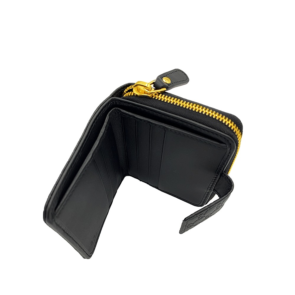 【GUCCI 古馳】 GUCCI 壓紋前ㄇ拉鍊後釦短夾 (黑)  __DVSHOP 保證正貨 台灣現貨不用等-細節圖2