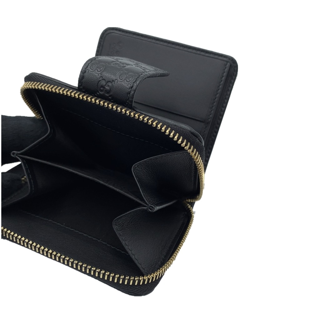 【GUCCI 古馳】 GUCCI 壓紋前ㄇ拉鍊後釦短夾 (黑)  __DVSHOP 保證正貨 台灣現貨不用等-細節圖3