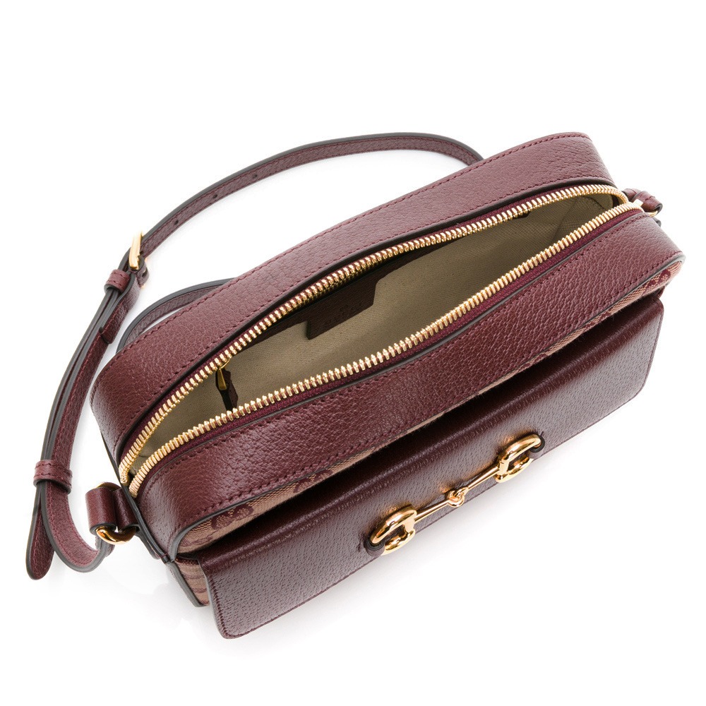 【GUCCI 古馳】 GUCCI Horsebit 1955系列小號肩背包 (紅老花)  __DVSHOP 保證正貨-細節圖4