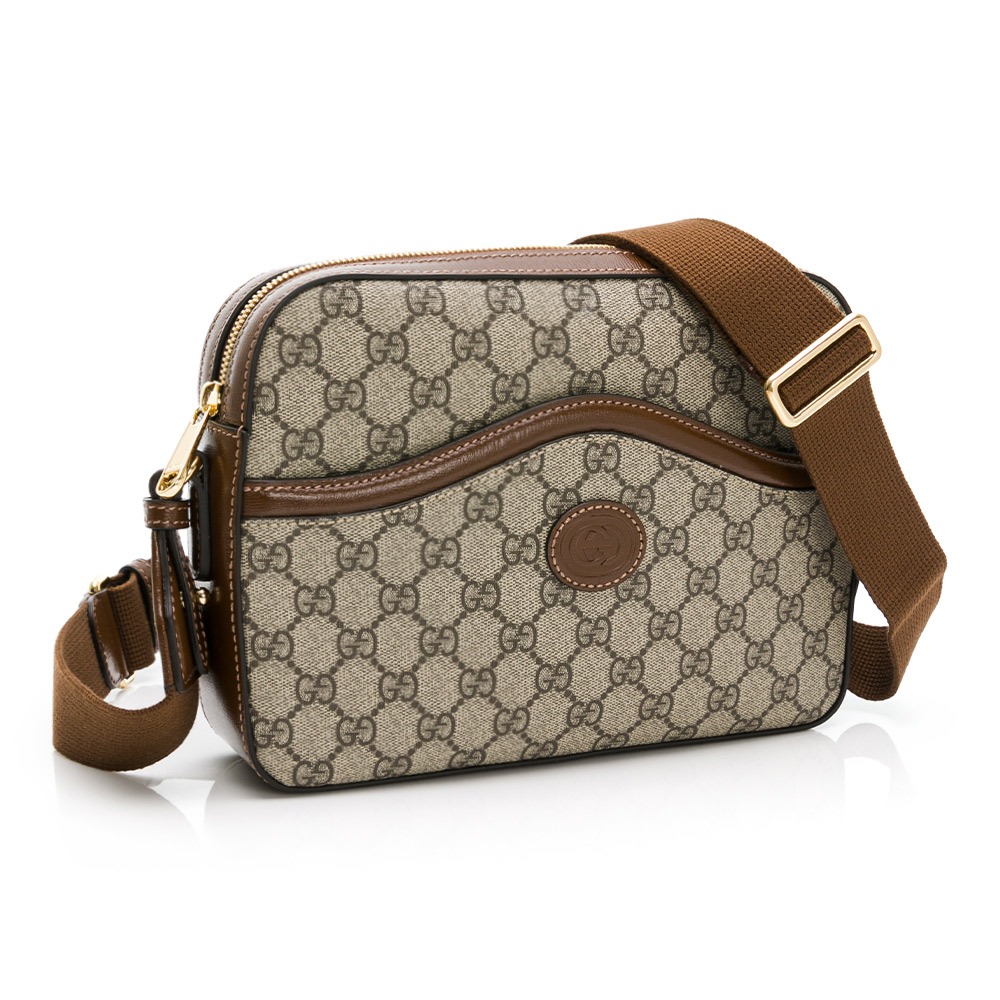 【GUCCI 古馳】 GUCCI Retro 老花前波浪夾層 斜背方包 棕  __DVSHOP 保證正貨 台灣現貨不用等-細節圖2