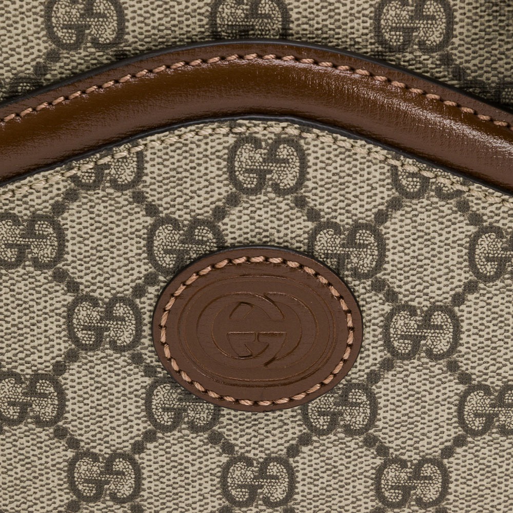 【GUCCI 古馳】 GUCCI Retro 老花前波浪夾層 斜背方包 棕  __DVSHOP 保證正貨 台灣現貨不用等-細節圖6