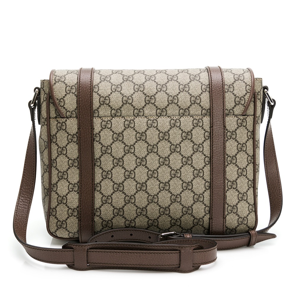 【GUCCI 古馳】 GUCCI Supreme 雙釦郵差包 (咖)  __DVSHOP 保證正貨 台灣現貨不用等-細節圖3