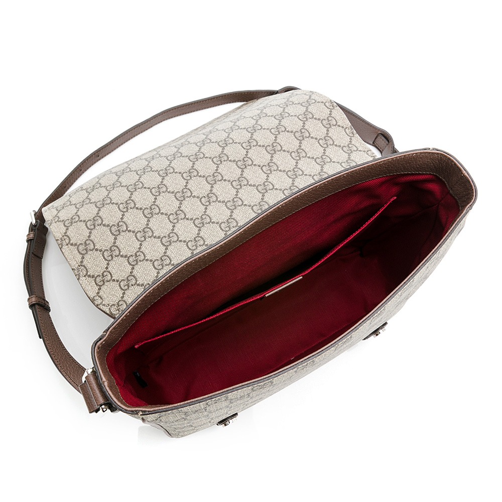 【GUCCI 古馳】 GUCCI Supreme 雙釦郵差包 (咖)  __DVSHOP 保證正貨 台灣現貨不用等-細節圖4