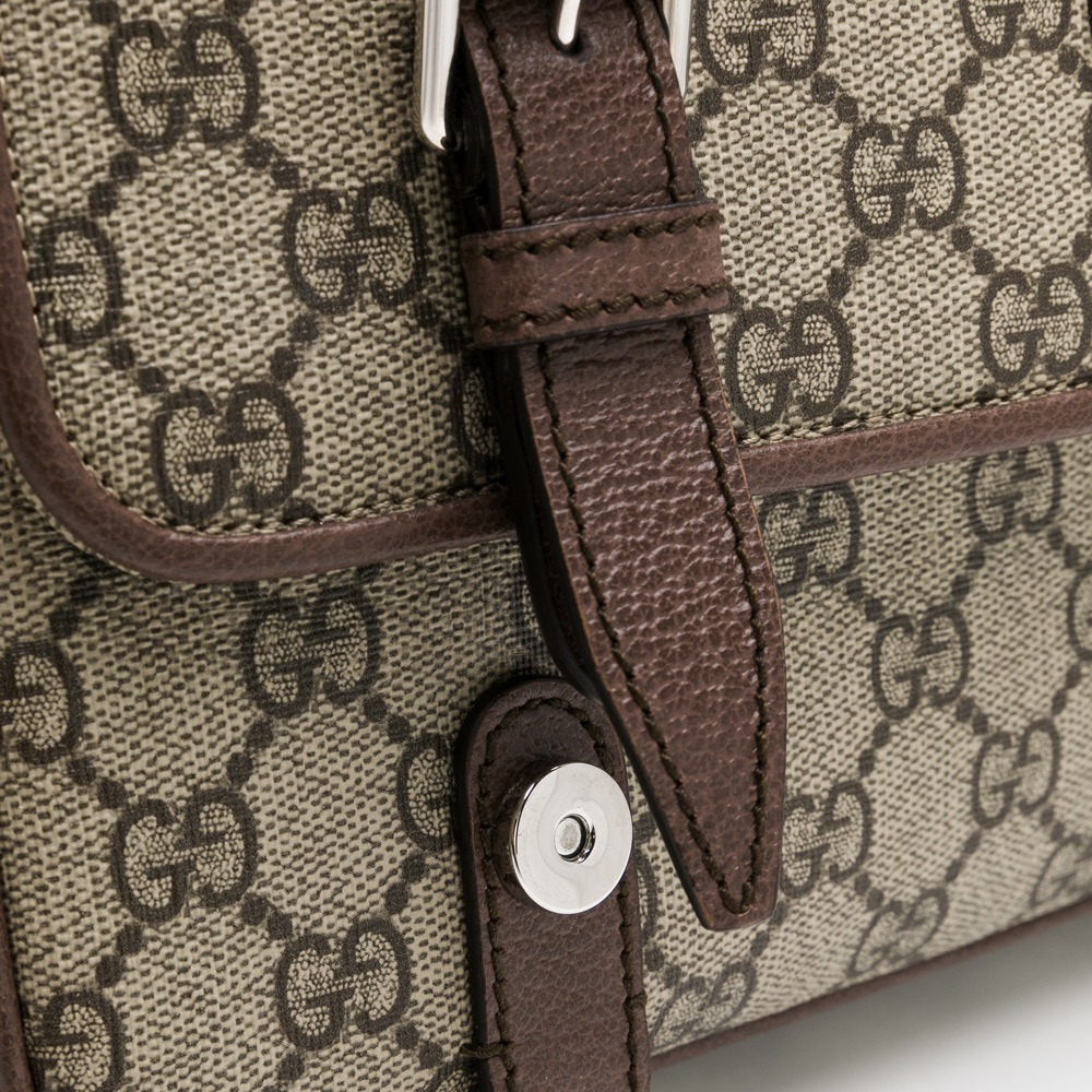 【GUCCI 古馳】 GUCCI Supreme 雙釦郵差包 (咖)  __DVSHOP 保證正貨 台灣現貨不用等-細節圖5