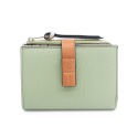 【LOEWE 羅威】 LOEWE 粒面小牛皮拼色L拉鍊雙折短夾 迷迭香/棕褐  __DVSHOP 保證正貨台灣現貨不用等-規格圖5