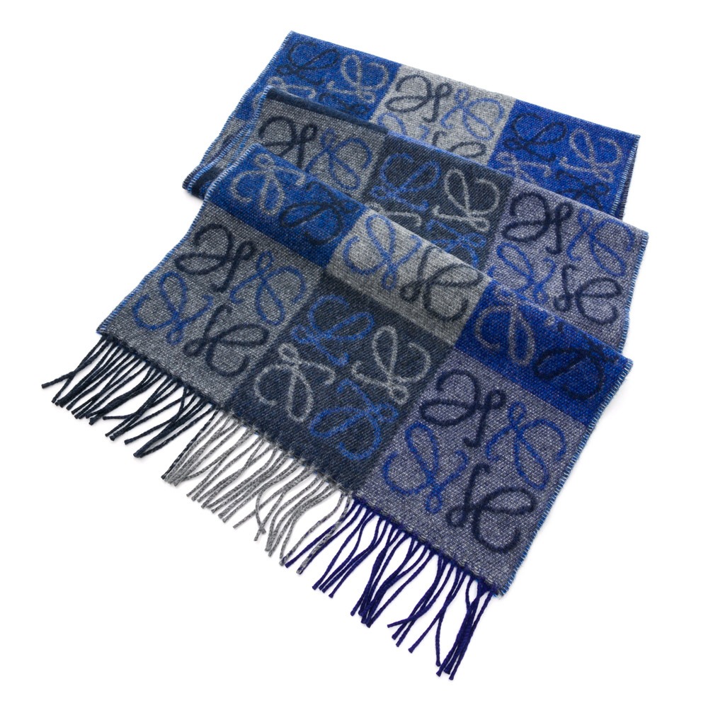 【LOEWE 羅威】 LOEWE 方格LOGO圍巾   __DVSHOP 保證正貨 台灣現貨不用等-細節圖2