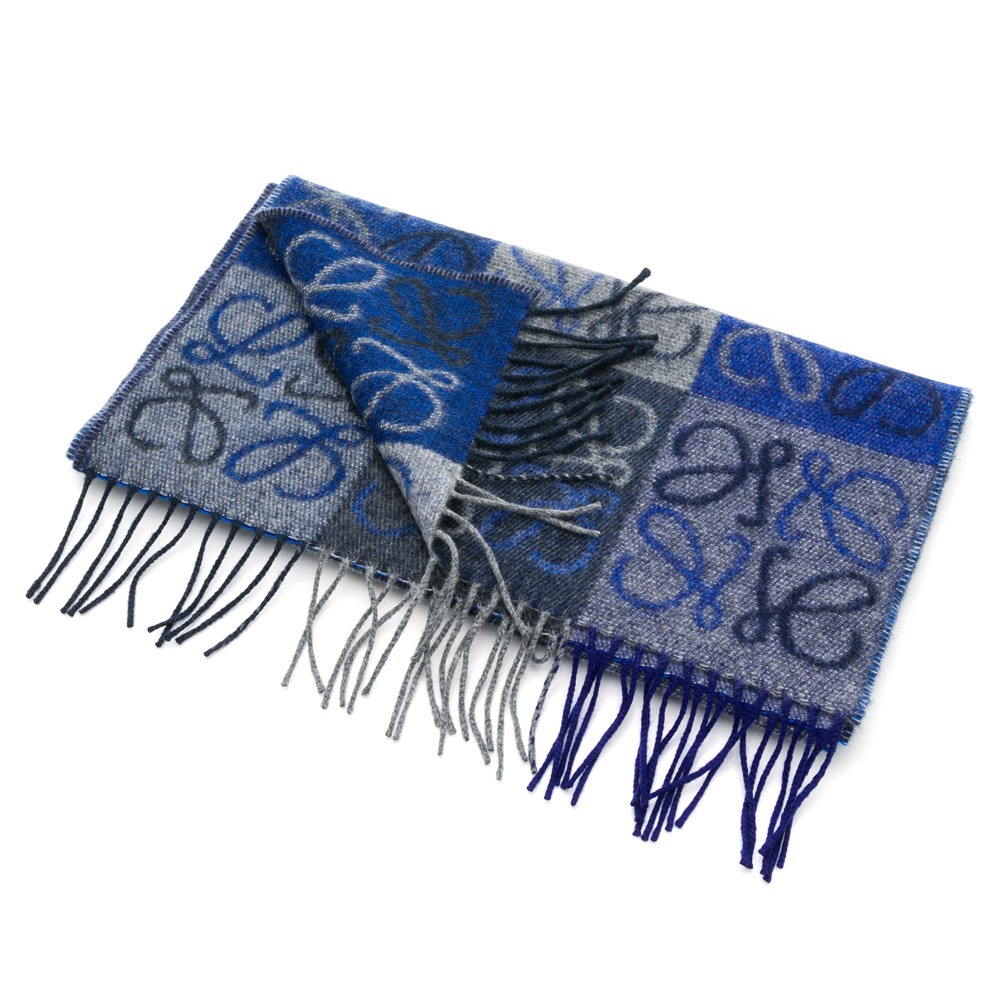 【LOEWE 羅威】 LOEWE 方格LOGO圍巾   __DVSHOP 保證正貨 台灣現貨不用等-細節圖3