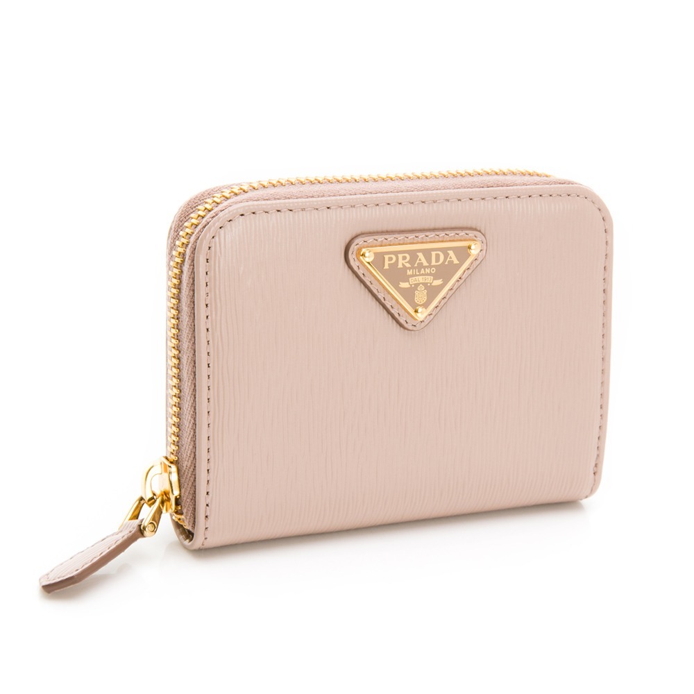 【PRADA 普拉達】 PRADA 金三角 水波紋 ㄇ拉雙層零錢包  __DVSHOP 保證正貨 台灣現貨不用等-細節圖2