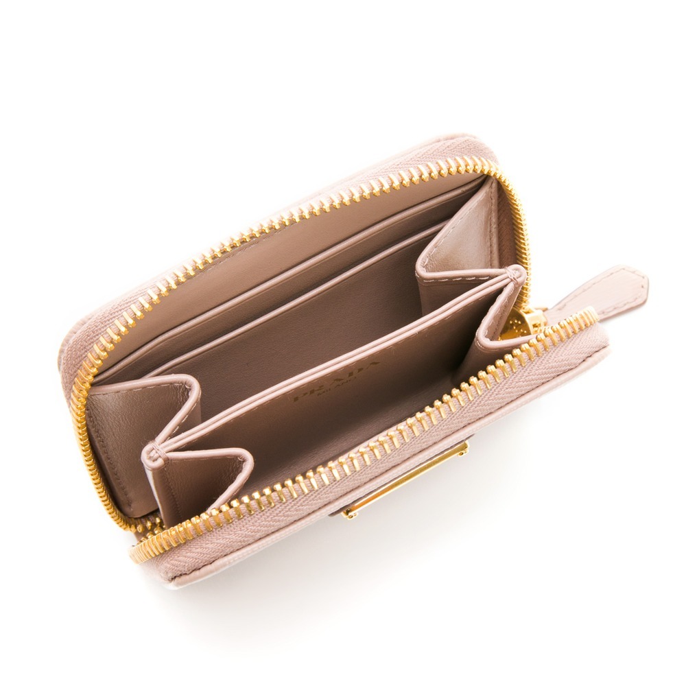 【PRADA 普拉達】 PRADA 金三角 水波紋 ㄇ拉雙層零錢包  __DVSHOP 保證正貨 台灣現貨不用等-細節圖4