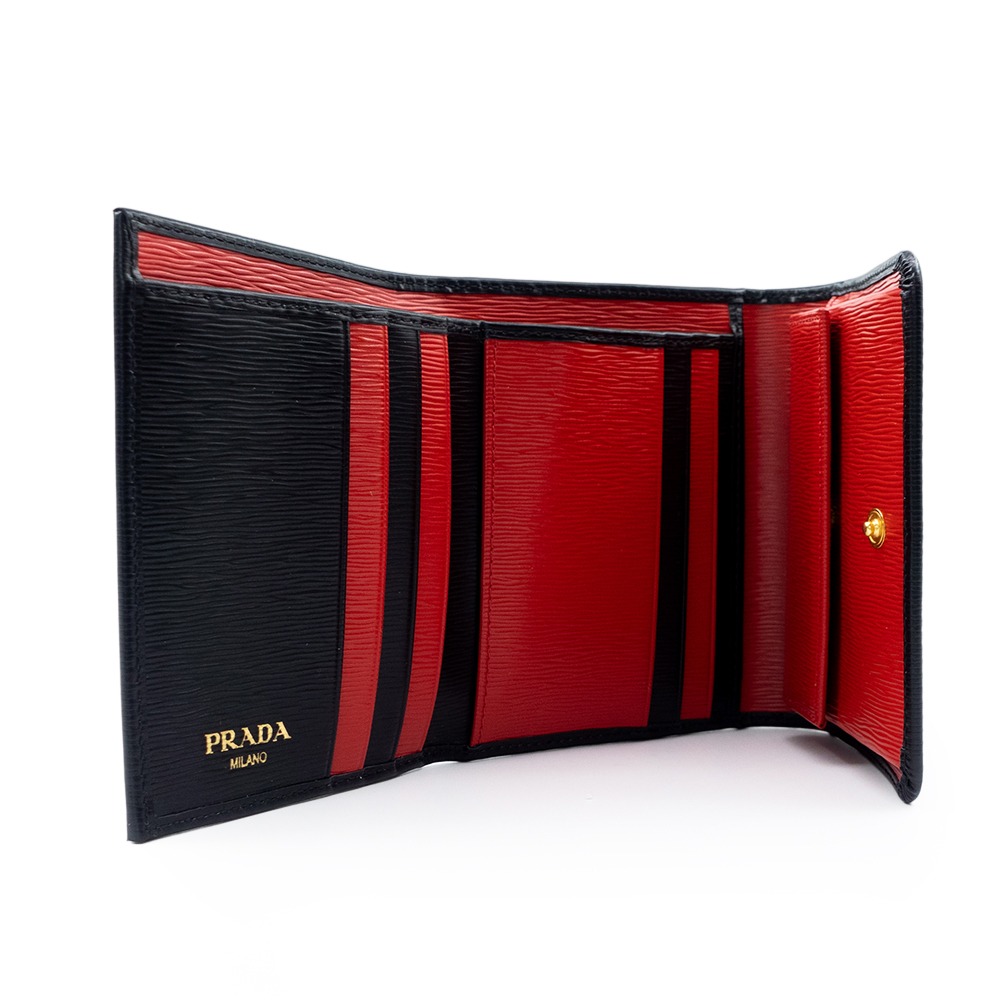 【PRADA 普拉達】 PRADA 扣式三折短夾  __DVSHOP 保證正貨 台灣現貨不用等-細節圖3