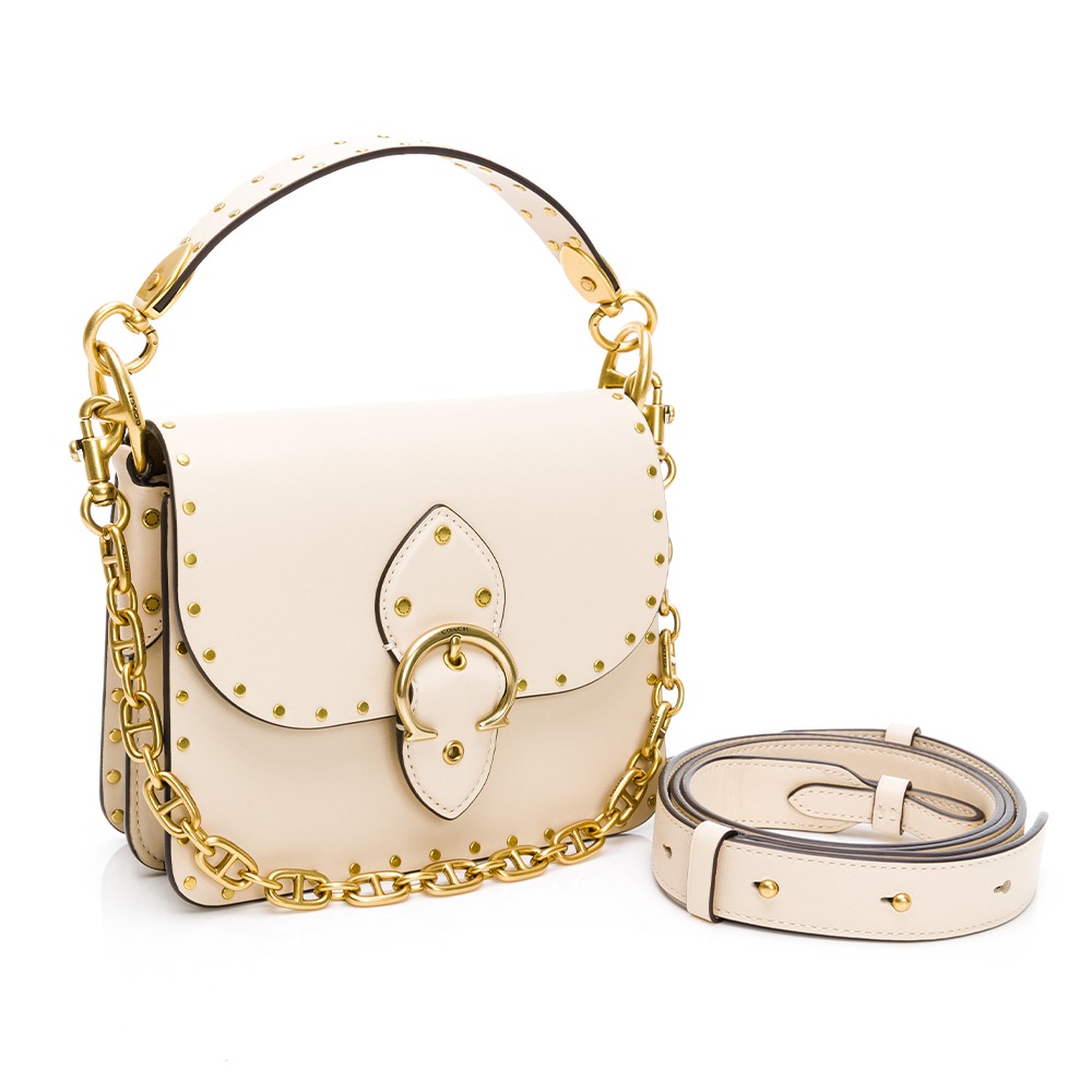 【COACH 蔻馳】COACH  BEAT 金屬環釦帶牛皮手提/斜背包(象牙白)  __DVSHOP 保證正貨 台灣現貨-細節圖2