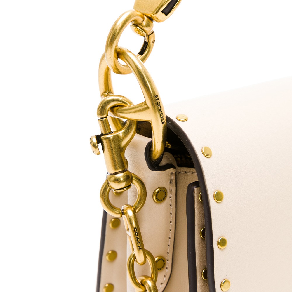 【COACH 蔻馳】COACH  BEAT 金屬環釦帶牛皮手提/斜背包(象牙白)  __DVSHOP 保證正貨 台灣現貨-細節圖5