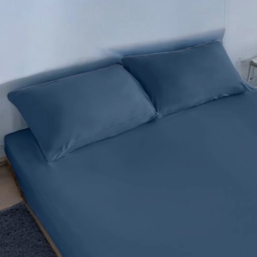【雅各Jacob 純色系列 深海藍】-台灣製造抗蹣床包枕套組｜單人 雙人 加大 床包高度30公分！台灣製造品質把關-細節圖3