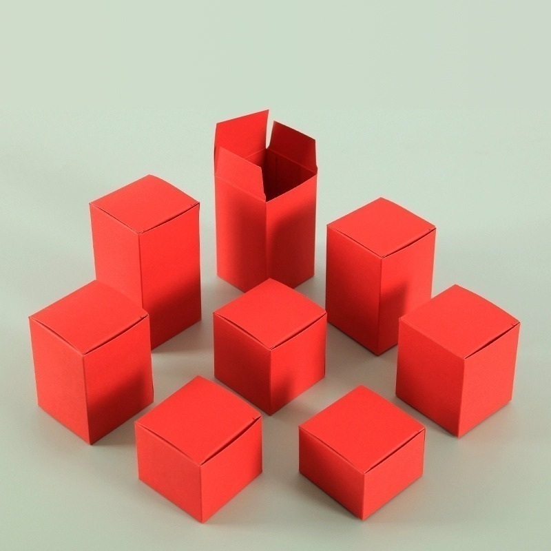 紅色卡紙盒 插口盒 包裝盒 出貨紙盒 包裝材料 素色紙盒【現貨】正方形 禮物盒 寄件盒 飾品盒 物流紙盒【10個一組】-細節圖5