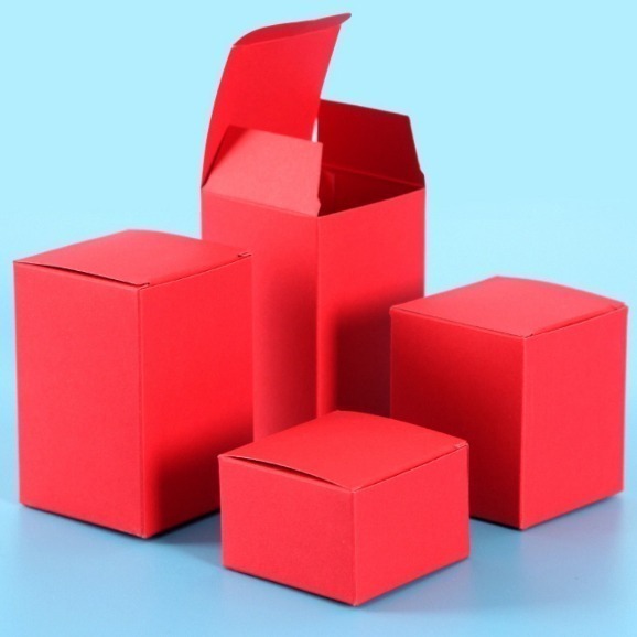 紅色卡紙盒 插口盒 包裝盒 出貨紙盒 包裝材料 素色紙盒【現貨】正方形 禮物盒 寄件盒 飾品盒 物流紙盒【10個一組】-細節圖7