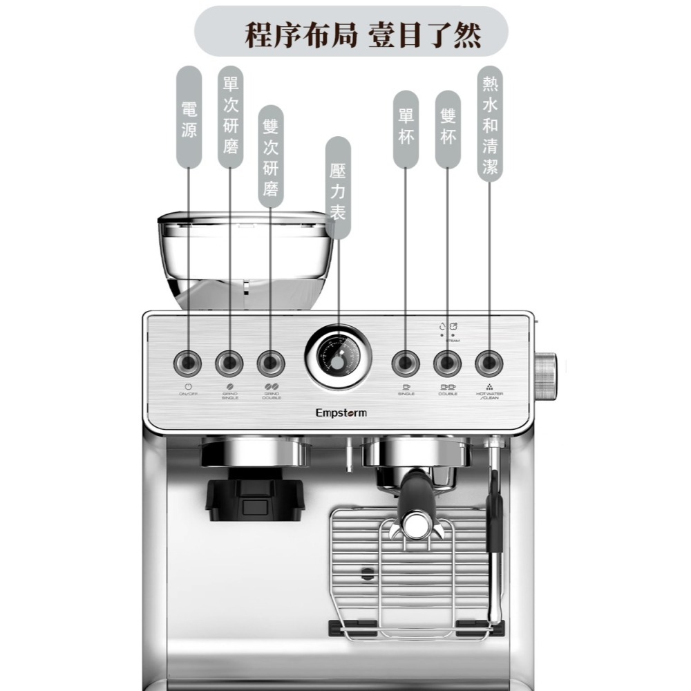 EMPSTORM EM-21M 半自動全功能義式咖啡機-細節圖10