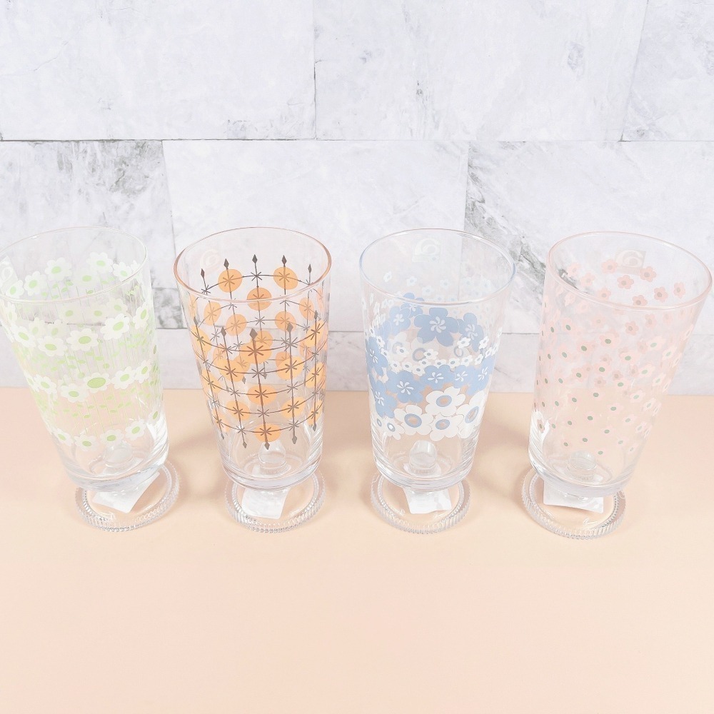 Aderia 石塚硝子 昭和玻璃杯 懷舊玻璃杯 復古玻璃杯 高腳玻璃杯 日本玻璃杯 冷飲杯 玻璃杯 水杯 305 ml-細節圖3