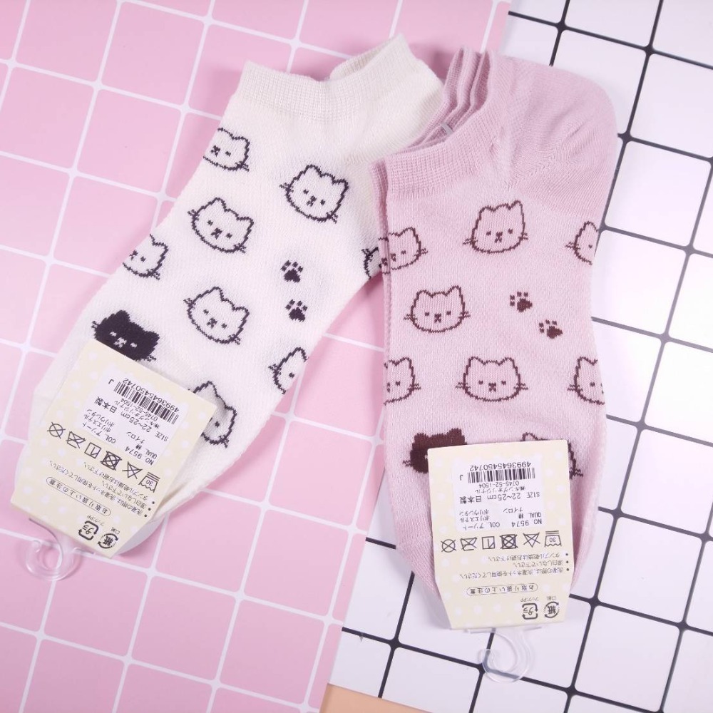 【現貨】Trois Epri 滿版貓臉襪 日本女襪 日系女襪 貓紋襪 造型襪 腳踝襪 船型襪 少女襪 女襪 短襪 襪子-細節圖3