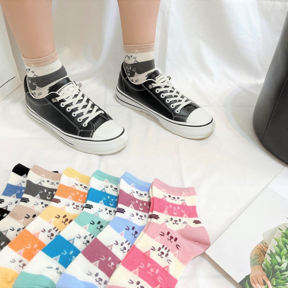 【現貨】Trois Epri 貓咪笑臉襪 日本女襪 日系女襪 貓紋襪 造型襪 短筒襪 少女襪 女襪 襪子-細節圖3