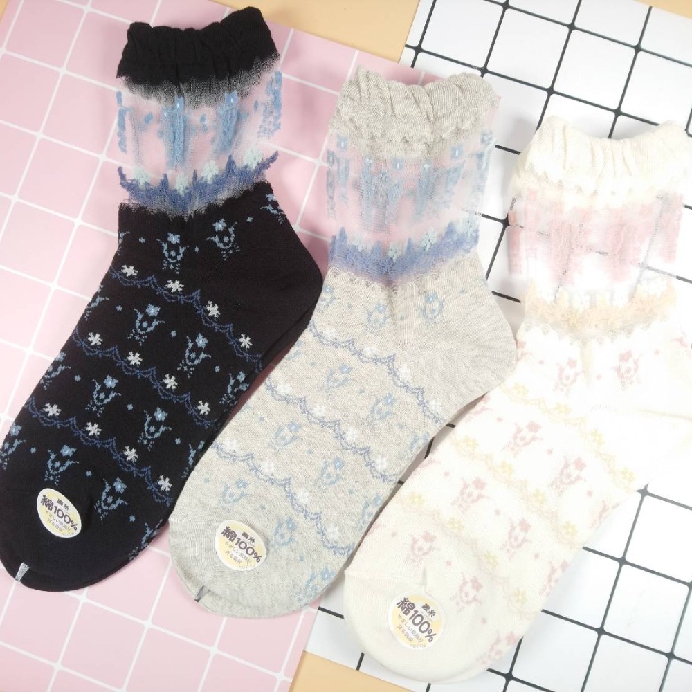 【現貨】Trois Epri 復古花紋襪 日本女襪 日系女襪 復古襪 造型襪 短筒襪 少女襪 女襪 襪子-細節圖2