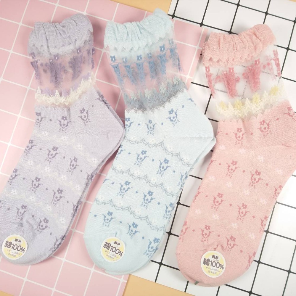 【現貨】Trois Epri 復古花紋襪 日本女襪 日系女襪 復古襪 造型襪 短筒襪 少女襪 女襪 襪子-細節圖3