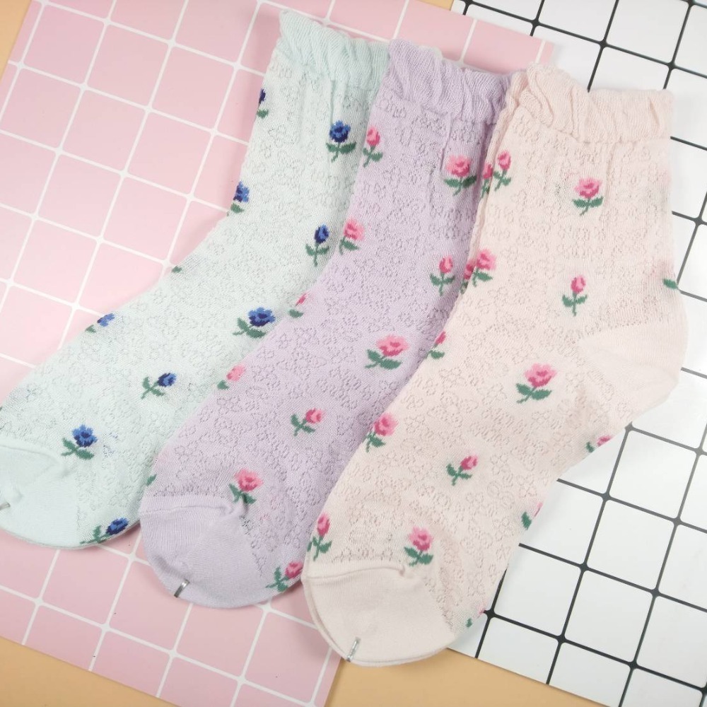 【現貨】Trois Epri 玫瑰花紋襪 日本女襪 日系女襪 花朵襪 造型襪 短筒襪 少女襪 女襪 襪子-細節圖4